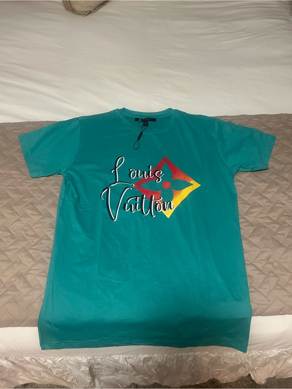 Louis Vuitton Teal Graphic Logo Short Sleeve Tee